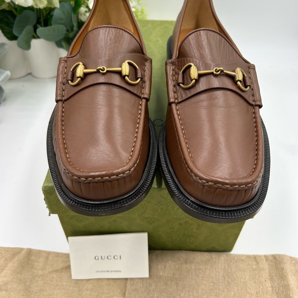 Men's Gucci 1953 Leather horse bit loafers size 11.5 fits 12.5 US made in Italy - Picture 3 of 11